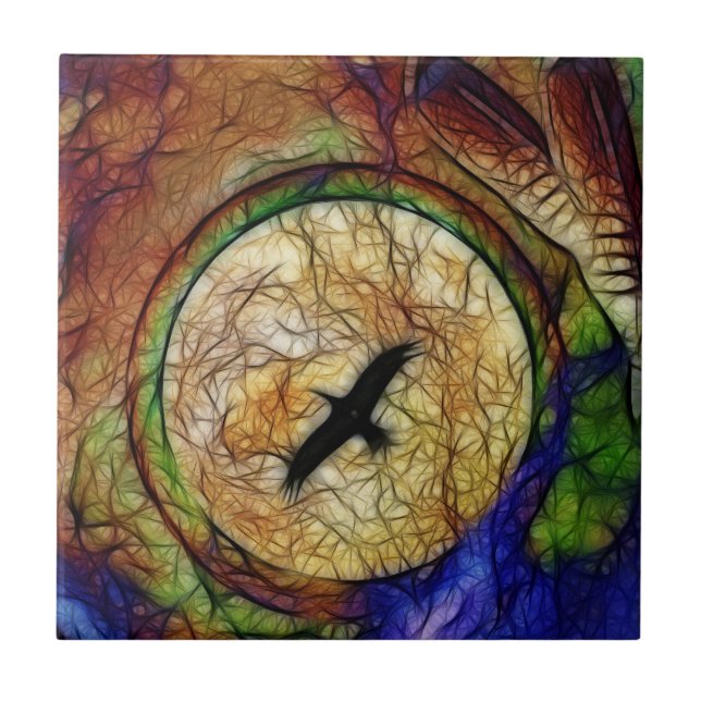 Carreau En Céramique Tuile de faucon de Raven (Devant)