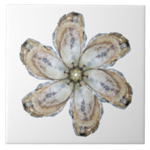 Carreau En Céramique Tuile de fleur d'huître - concevez un blanc