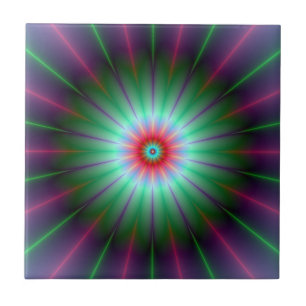 Carreau En Céramique Tuile de fleurs rayonnantes