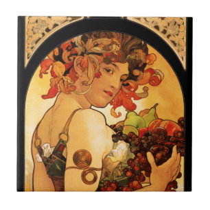 Carreau En Céramique Tuile de fruit d'Alphonse Mucha