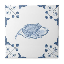 Carreau En Céramique Tuile de grenouille de Delft avec des coins de