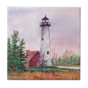 Carreau En Céramique Tuile de Lighthouthouse de point de Tawas