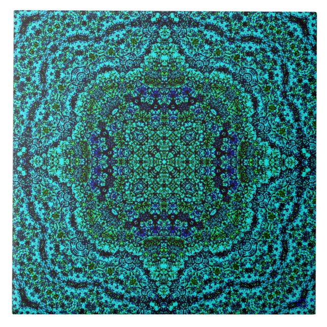 Carreau En Céramique Tuile de mandala "de bijou de Geo d'Aqua" (Devant)