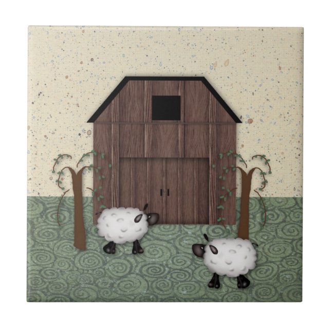 Carreau En Céramique Tuile de moutons de grange (Devant)