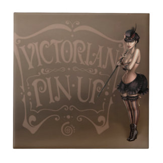 Carreau En Céramique Tuile de pin-up victorienne de fille