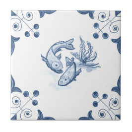 Carreau En Céramique Tuile de poissons de Delft avec des coins de
