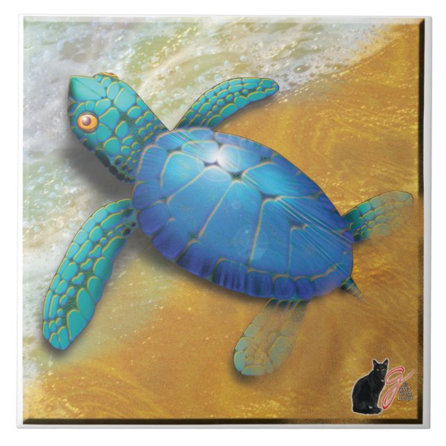 Carreau En Céramique Tuile de tortue de mer (Devant)