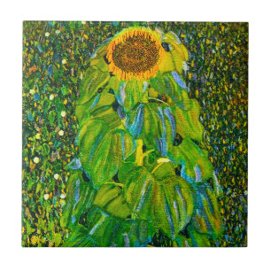 Carreau En Céramique Tuile de tournesol de Gustav Klimt
