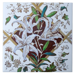 Carreau En Céramique Tuile de transfert de matériel de Lilies victorien