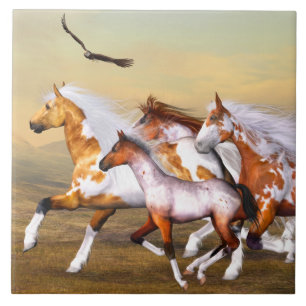 Carreau En Céramique Tuile de troupeau de chevaux sauvages