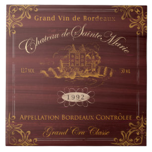 Carreau En Céramique Tuile d'étiquette de vin français : Bordeaux