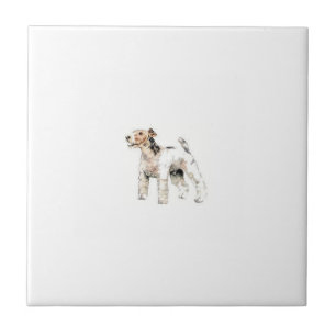 Carreau En Céramique Tuile d'une chevelure de Fox Terrier de fil