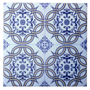 Carreau En Céramique Tuile en céramique bleue et blanche espagnole de