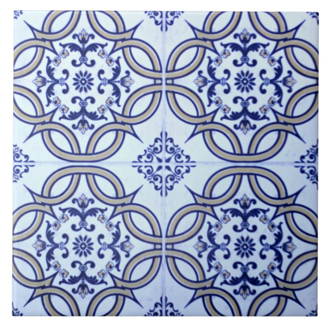 Carreau En Céramique Tuile en céramique bleue et blanche espagnole de (Devant)