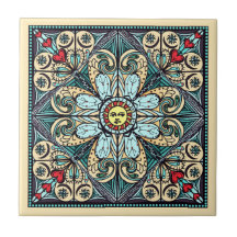 Tuile en céramique d'art de style de mandala