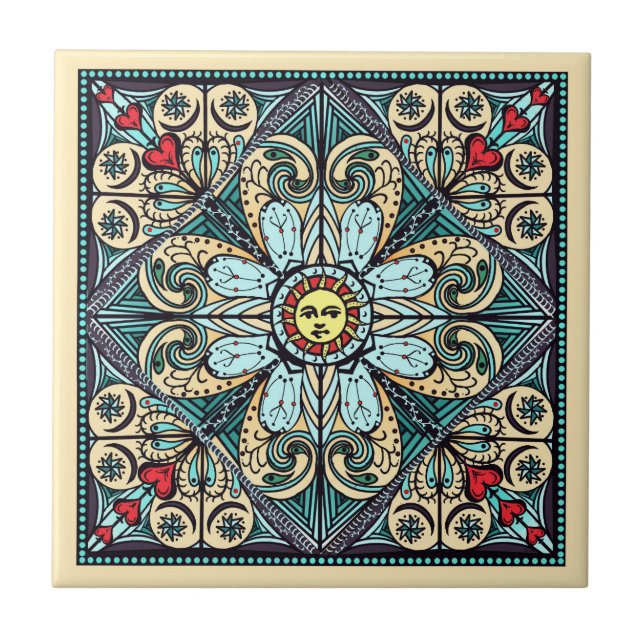 Carreau En Céramique Tuile en céramique d'art de style de mandala (Devant)