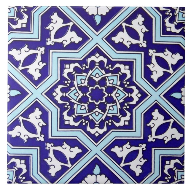 Carreau En Céramique Tuile en céramique de photo de conception bleue (Devant)