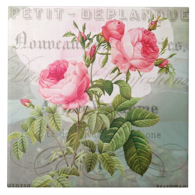 Carreau En Céramique Tuile en céramique Redoute Roses Rose (Devant)