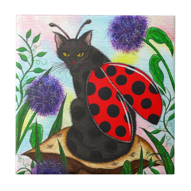 Carreau En Céramique Tuile féerique d'art d'imaginaire de chat de (Devant)