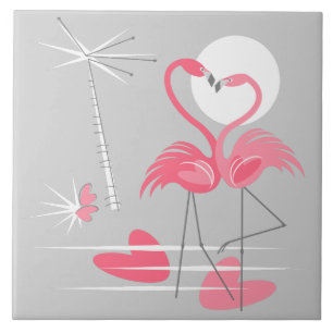 Carreau En Céramique Tuile Flamant rose Love