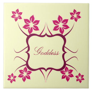 Carreau En Céramique Tuile florale de déesse, rose