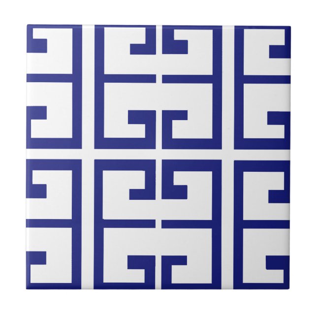 Carreau En Céramique Tuile grecque bleue (Devant)