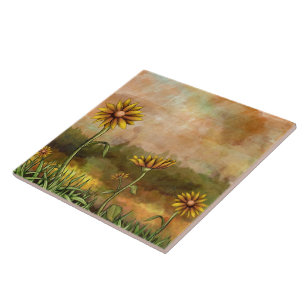 Carreau En Céramique Tuile heureuse de tournesols
