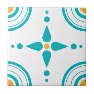 Carreau En Céramique Tuile jaune blanche de motif de turquoise simple