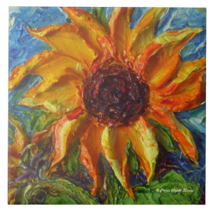 Carreau En Céramique Tuile jaune de tournesol