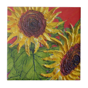 Carreau En Céramique Tuile jaune de tournesols