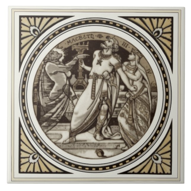 Carreau En Céramique Tuile littéraire Repro Minton Shakespeare Macbeth (Devant)