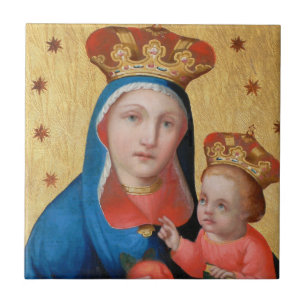 Carreau En Céramique Tuile Madonna de Noël et enfant