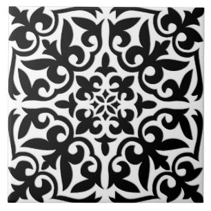 Carreau En Céramique Tuile marocaine - blanc avec l'arrière - plan noir