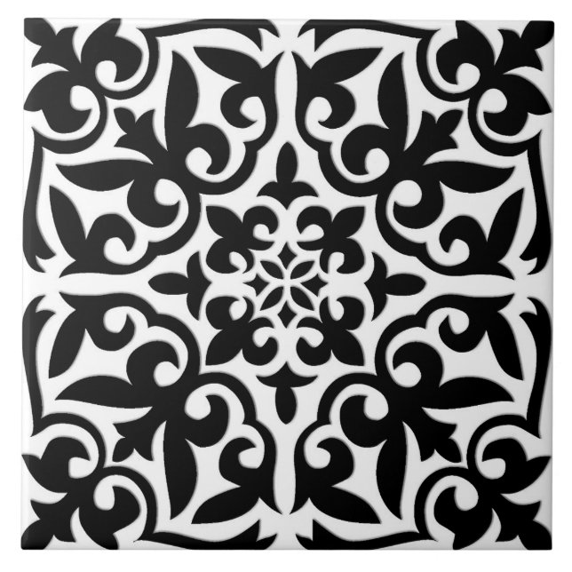 Carreau En Céramique Tuile marocaine - blanc avec l'arrière - plan noir (Devant)