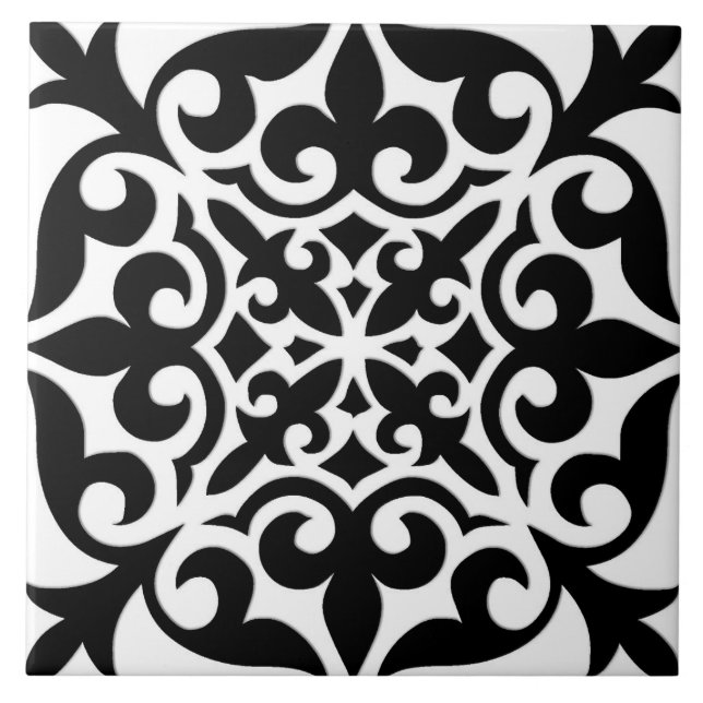 Carreau En Céramique Tuile marocaine - blanc avec l'arrière - plan noir (Devant)