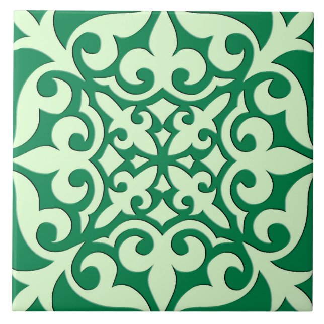 Carreau En Céramique Tuile marocaine - verte et vert clair (Devant)