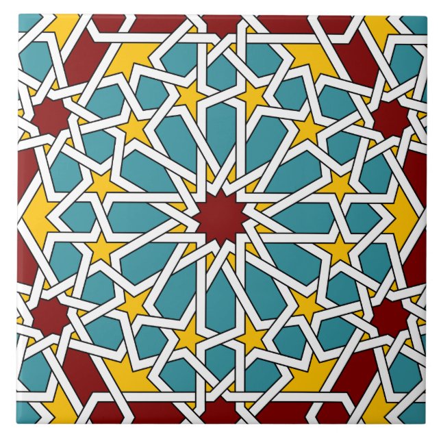 Carreau En Céramique Tuile motif géométrique islamique (Devant)
