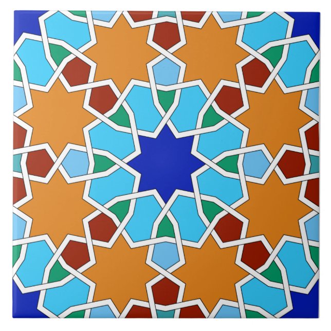 Carreau En Céramique Tuile motif géométrique islamique (Devant)