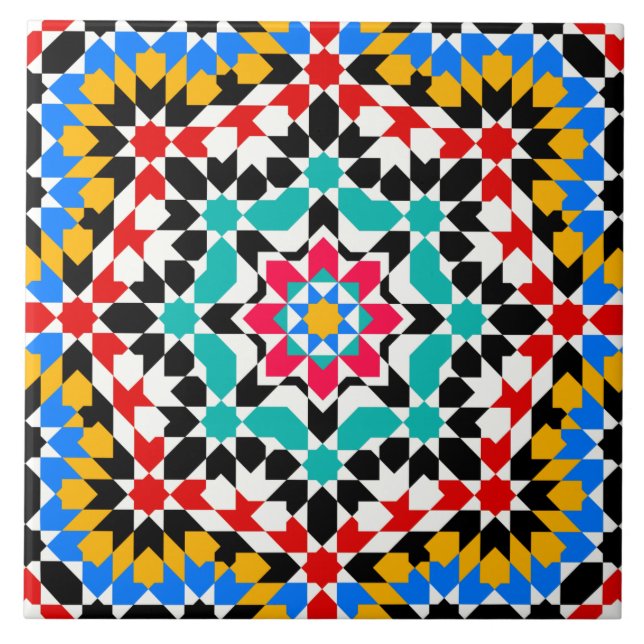 Carreau En Céramique Tuile motif géométrique islamique (Devant)