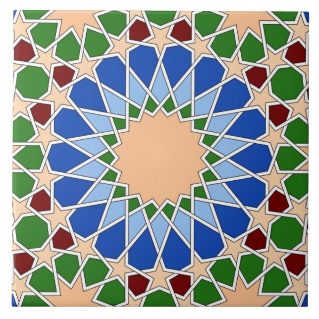 Carreau En Céramique Tuile motif géométrique islamique (Devant)