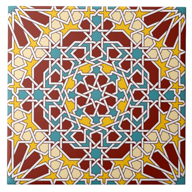 Carreau En Céramique Tuile motif géométrique islamique (Devant)