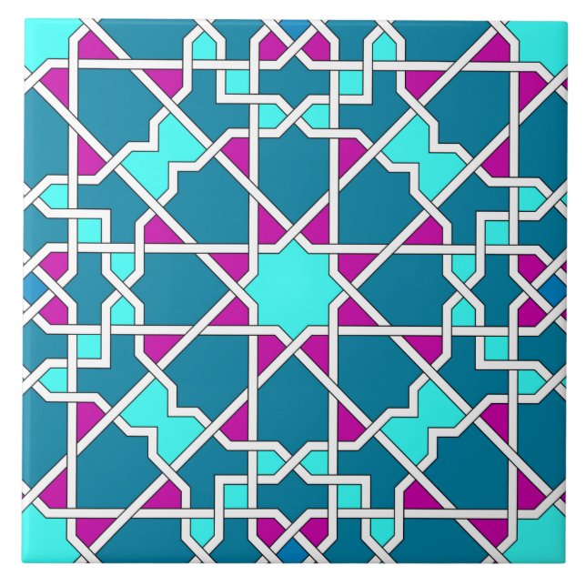 Carreau En Céramique Tuile motif géométrique islamique (Devant)