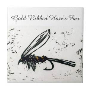 Carreau En Céramique Tuile mouillée "Gold Ribbed Hare's Ear".