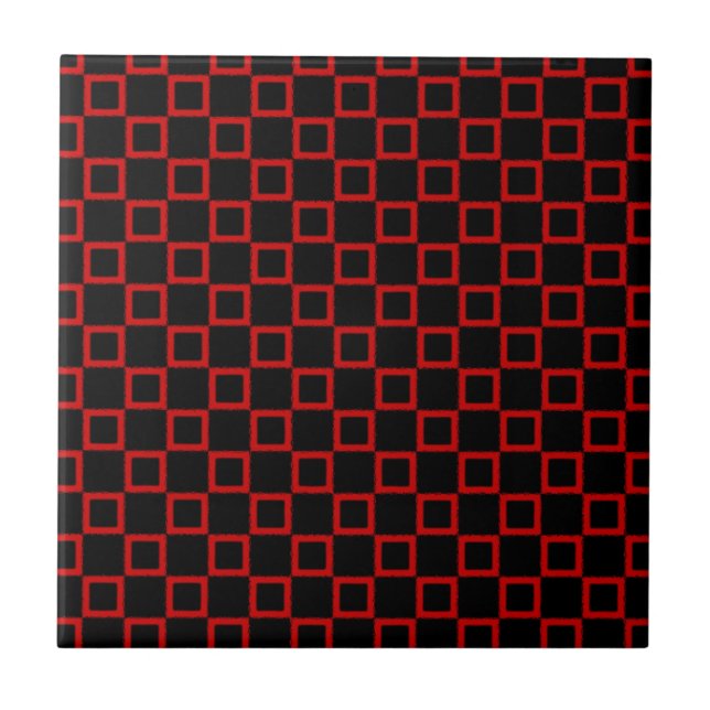 Carreau En Céramique Tuile noire et rouge classique (Devant)