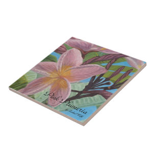 Carreau En Céramique Tuile rose de Plumeria