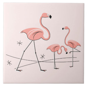 Carreau En Céramique Tuile rose du trio 2 de Flamants roses