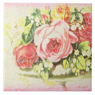 Carreau En Céramique Tuile rose minable rose d'art de collage