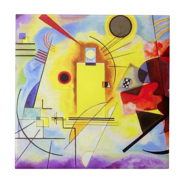 Carreau En Céramique Tuile rouge jaune Kandinsky (Devant)