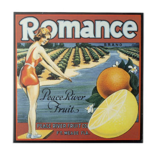 Carreau En Céramique Tuile se baignante vintage d'art d'étiquette de