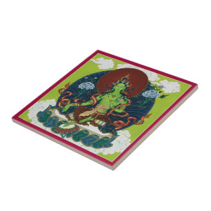 Carreau En Céramique TUILE - Tara vert, Bouddha féminin le plus célè